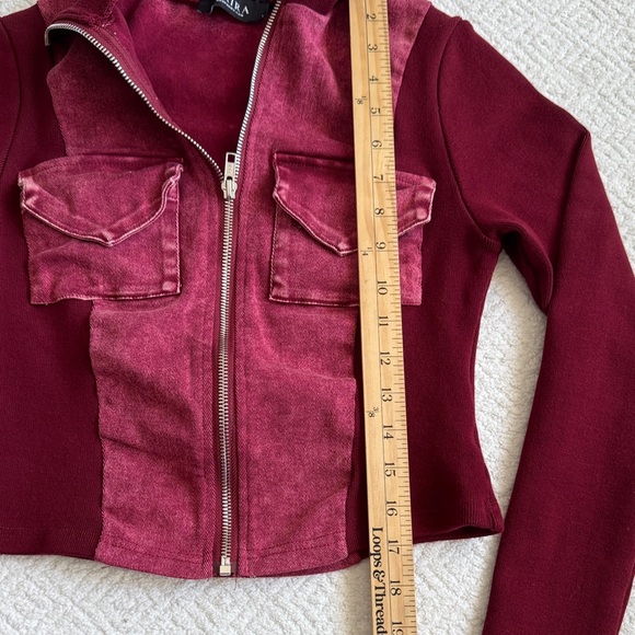 AKIRA Kim burgundy zip up jacket Sz L - Picture 5 of 7